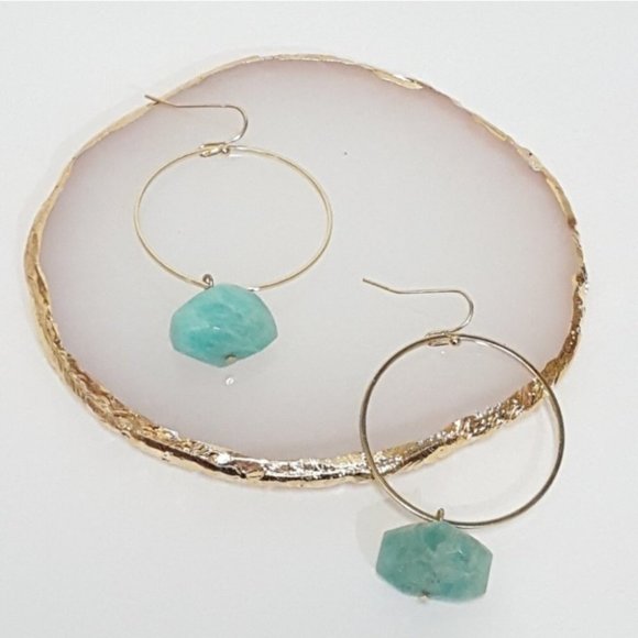Anthropologie Jewelry - Circle Natural Stone Drop Earrings